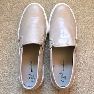 Beige Textured Slip on Sneakers- Time and Tru